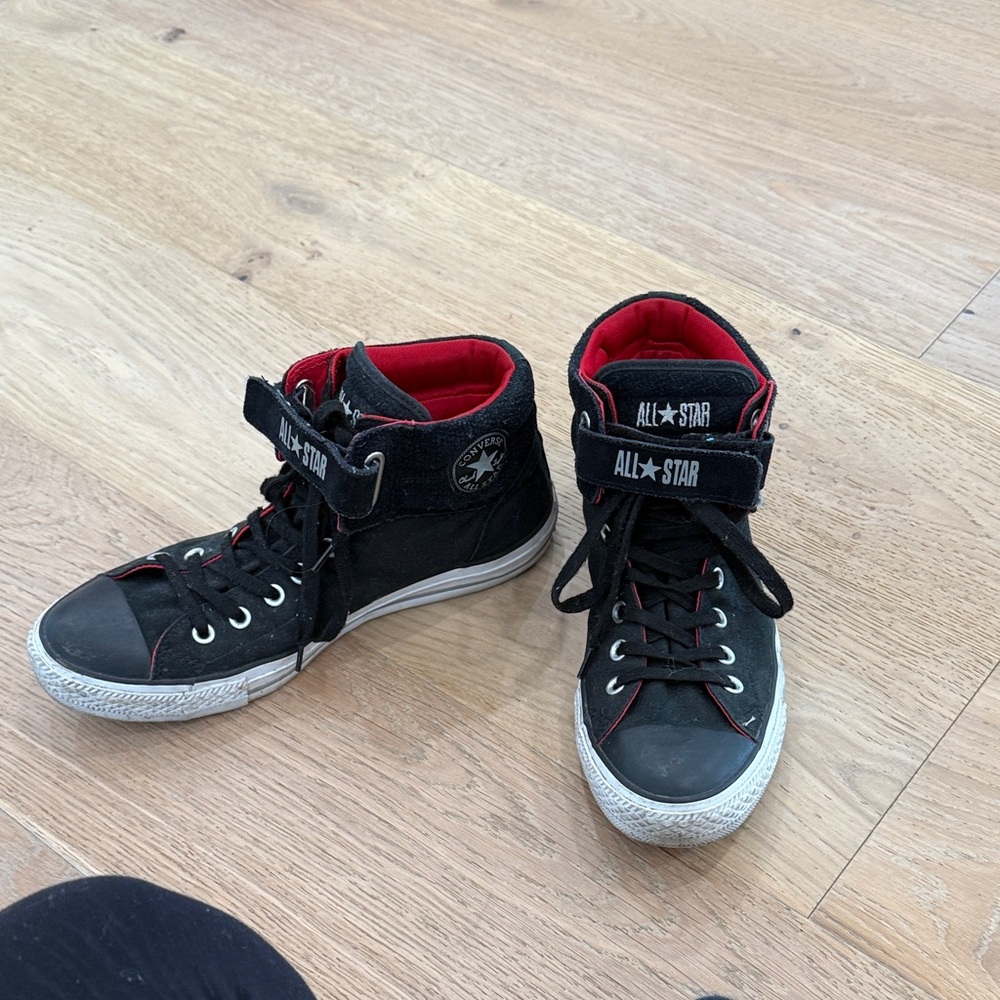 Converse Black and Red High-Top Sneakers